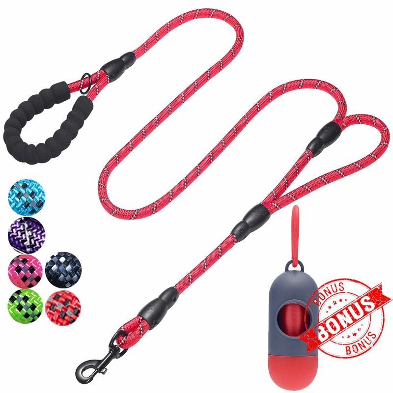 Two Handles Nylon Dog Leash Mountain Rope Lead Reflective For All Sizes Of Dogs
